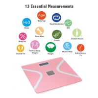 Good Quality 396Ib Digital Bathroom Scales IOS fitness App Pink 180kg Bluetooth Body fat scales